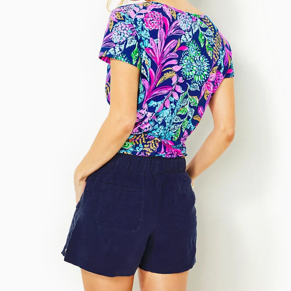 Lilly Pulitzer LILO LINEN SHORT, TRUE NAVY NWT Large - Picture 4 of 5